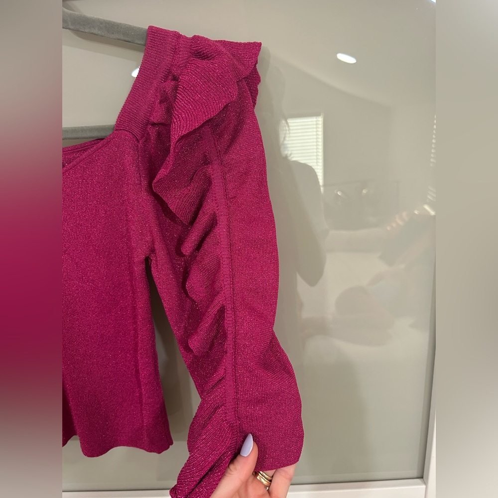 Zara Pink Ruffled Crop Blouse - Picture 6 of 7